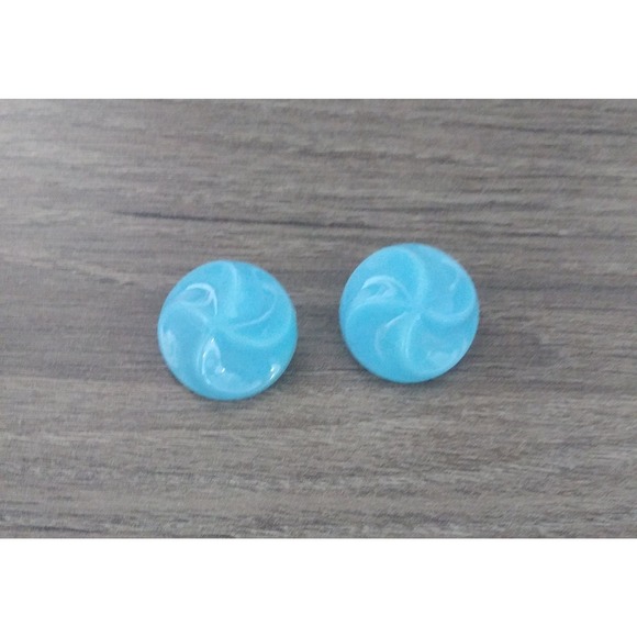 Vintage Blue Clip On Earrings Made in Germany Costume Jewelry 1950s (jd) - Picture 2 of 5